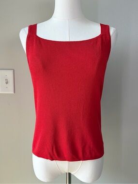 Studio Y Vintage Y2K Square Neck Orange / Red Knit Tank Top Blouse Y2K Basics